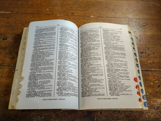 Obraz premium An open dictionary page, showing definitions and words. Perfect for education, learning, language, and knowledge-related themes.