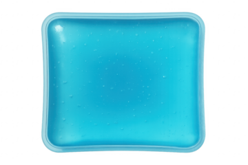 Blue cooling gel pad isolated on transparent background
