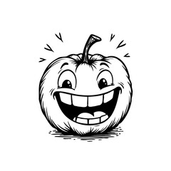 Joyful pumpkin character expressing happiness with a wide smile and cheerful vibes in a sketch