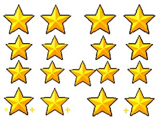 Pixelated gold stars in grid