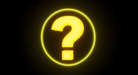 Naklejka premium Large Yellow Question Mark Floating on Dark Background — Uncertainty, FAQ and Inquiry Concept