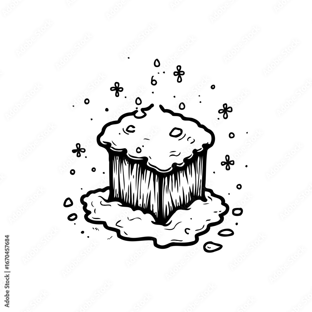 Poster mystical monochrome block structure atop swirling foundation surrounded by ethereal flora