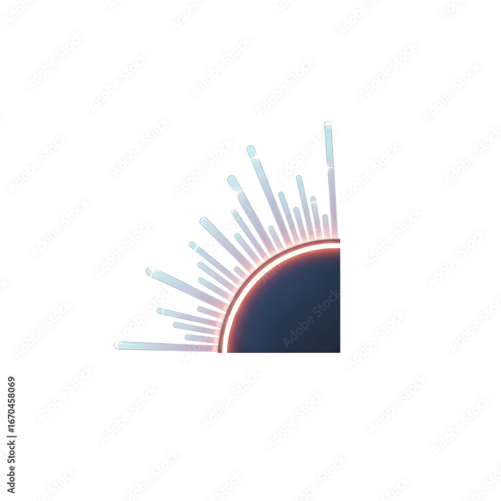 Poster abstract bursting sun corner element with radiant rays of light against a isolated on transparent ba