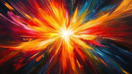 Obraz premium Vibrant color explosion, radiating light and energy.