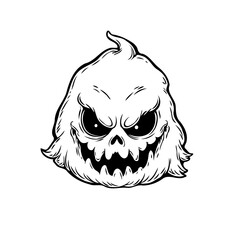 Sinister spectre cartoon illustration with sharp teeth and glaring eyes brings Halloween chills