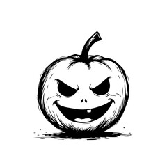 Spooky pumpkin drawing with menacing expression illustrating a whimsical and slightly unnerving