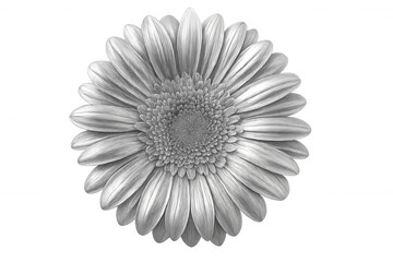 Silver gerbera flower blooming on a transparent background, perfect for graphic design projects