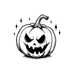 Spooky season delight artistic halloween pumpkin carving with malevolent expression in monochrome