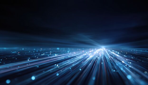 Abstract digital artwork of light streaks and particles