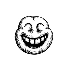 Stylized engraved emoticon illustration showcasing unique design elements evoking playful feelings