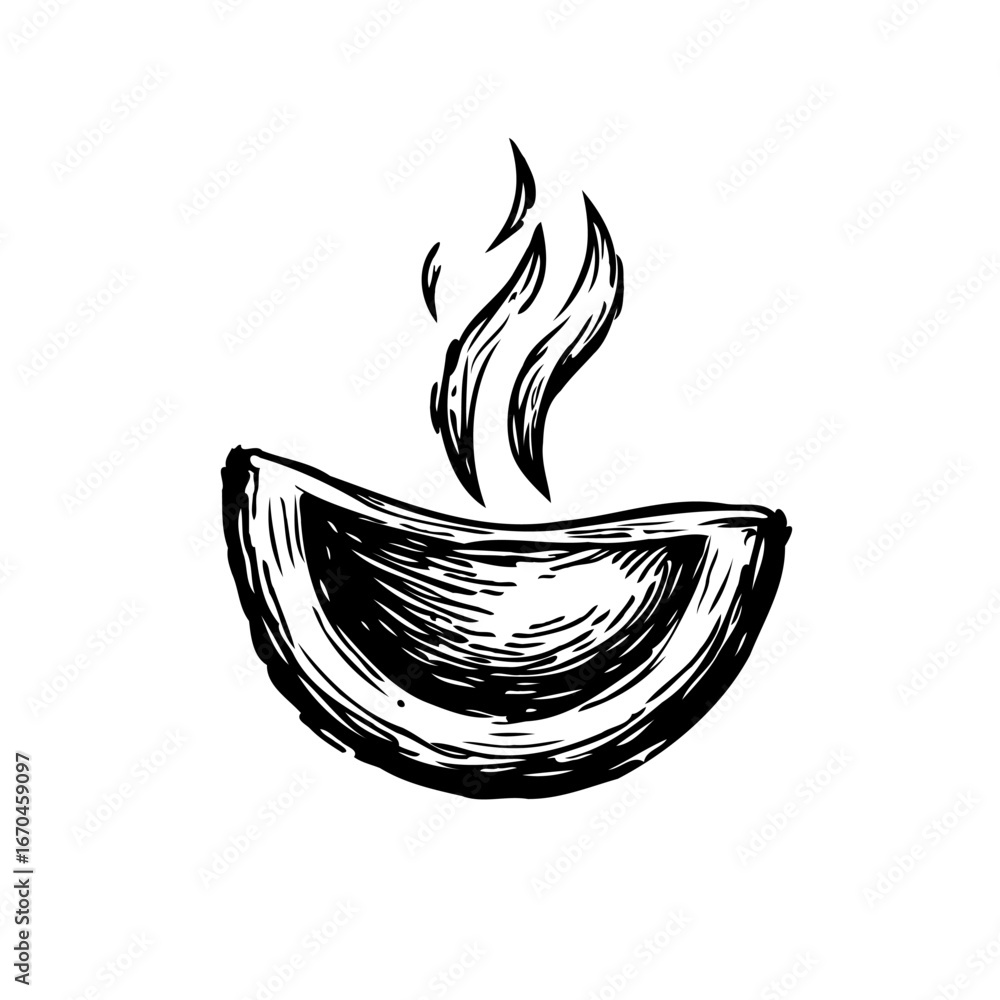 Poster stylized monochrome illustration showcasing the warmth and illumination emanating from a simple