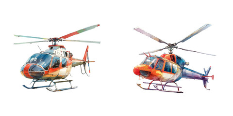 helicopter watercolor vector illustration