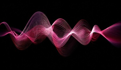 Abstract swirling pink lines on black background