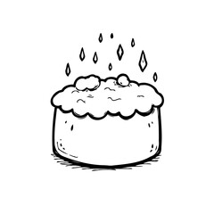 Whimsical cartoon cloud cake drizzled with diamond sprinkles, simple illustration evoking