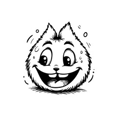 Whimsical grinning fuzzy character drawing exudes joyful emotion and delightful charm inspiring