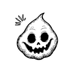 Whimsical halloween ghost illustration with spooky facial expression creates a festive spirit and