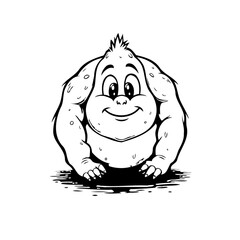 Whimsical line art depiction showcasing a friendly fantasy creature radiating warmth and charm