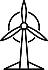 Clean Line Art Icon: Wind Turbine, Renewable Energy Symbol, Sustainable Power Generation