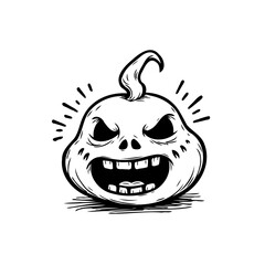 Whimsical spooky pumpkin visage with menacing expression and radiating energy for halloween