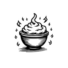 Whimsical swirl of topping in an elegant bowl, showcasing artistry with subtle light accents