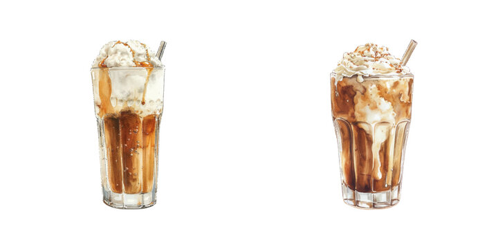 root beer float watercolor vector illustration