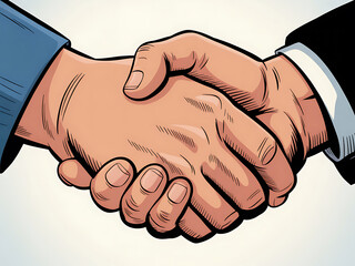 Two business people firmly shake hands in a gesture of agreement and partnership
