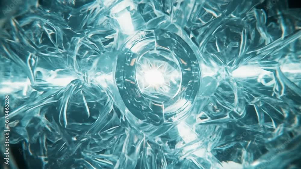 Poster dynamic abstract crystal network with central light, futuristic technology and science concept backg