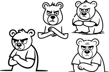 Grumpy Bear Character Illustrations Four Poses