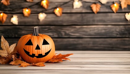 A Halloween themed blank card held in front of a dark festive background featuring ghosts and pumpkins. Festive october greeting stationery spooky season artwork. personalize a memorable