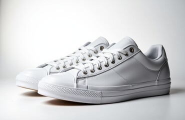 White casual sneakers with a classic design on a plain background