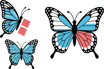 Vibrant Blue Butterflies Artistic Wing Design  Patterns