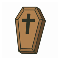 Obraz premium Stylized Coffin Illustration with Prominent Cross in Earth Tones