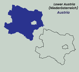 Obraz premium Map of Austria, Map of Austria states, Map of Lower Austria, Lower Austria (Nieder­österreich) 