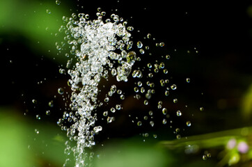 a close up view of splashing water drops from a fountain