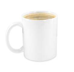 Tasty coffee in cup isolated on white