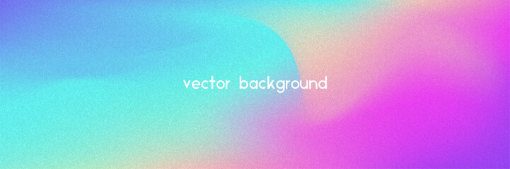 Naklejka na ściany i meble Noise Gradient Background. Abstract Grainy Bg In Pink, Purple And Blue Colors. Iridescent Hologram. Pearlescent Holographic Texture With Rainbow Foil. Dynamic Plastic Glow And Neon Flow