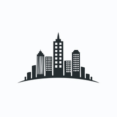 Fototapeta premium Dark silhouette of city skyline with varied building heights buildings architecture