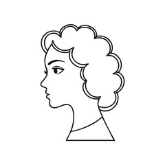 Profile of a woman with curly hair and elegant features head face
