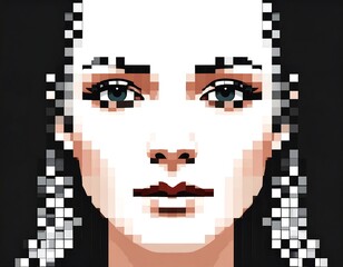 Pixelated portrait of a woman