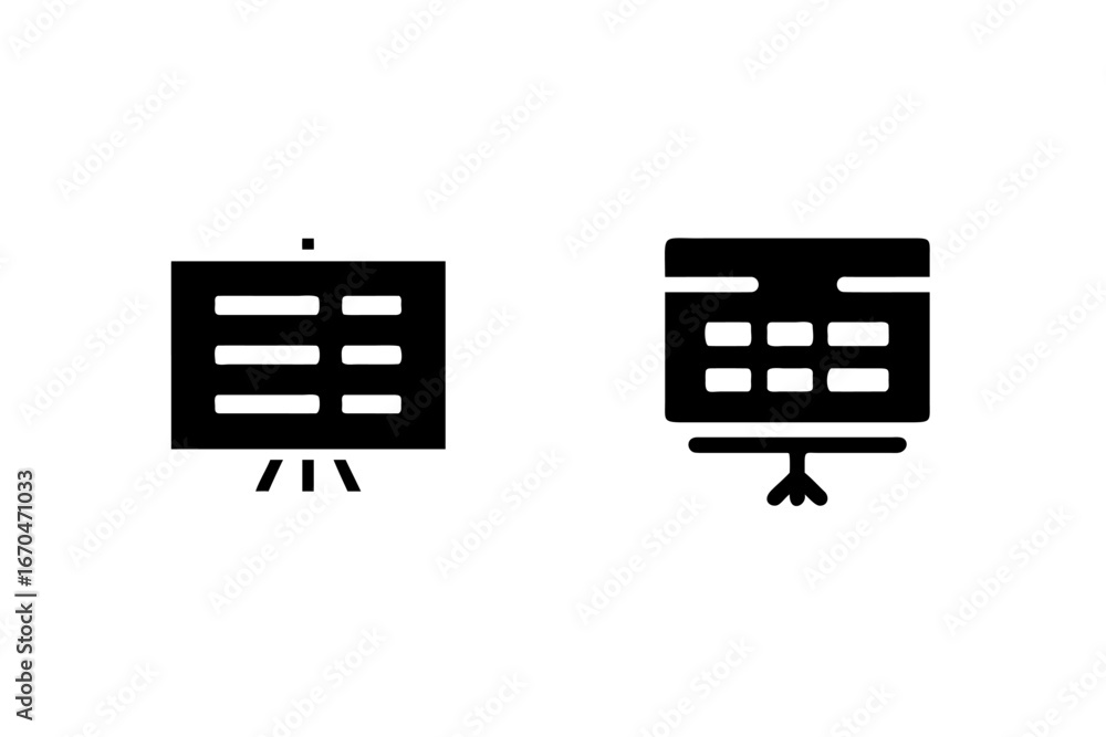 Poster two presentation easel icons with text lists board display