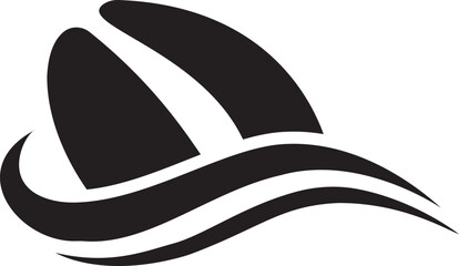 Abstract Surfing Wave and Surfboard Icon