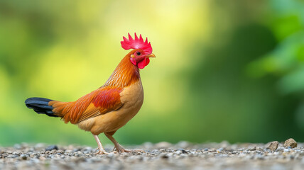 Fototapeta premium Chicken bird poultry farm animal outdoor nature standing colorful feather