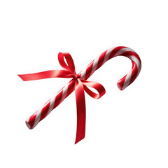 Christmas candy cane with red ribbon isolated on white background PNG