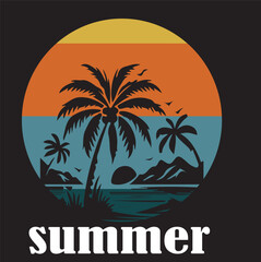 Obraz premium Printsummer t-shirt design description includes key details like the theme (tropical, floral, minimalist), color palette (bright, vibrant, pastel), style (illustrative, abstract, handwritten), visual 