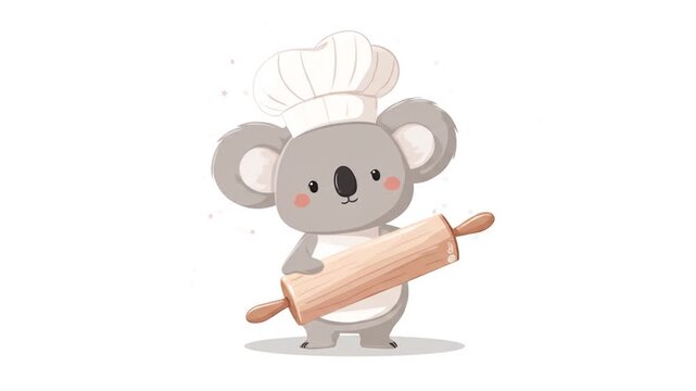 Koala chef with rolling pin