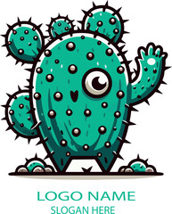 Prickly pear monster logo icon vector white background .