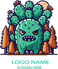 Prickly pear monster logo icon vector white background .