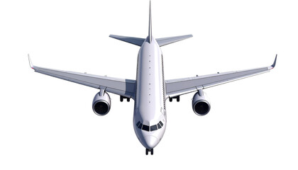 Obraz premium Soaring Above: A pristine airliner, captured in a high-angle, offering a sleek display of modern air travel.