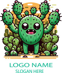 Prickly pear monster logo icon vector white background .