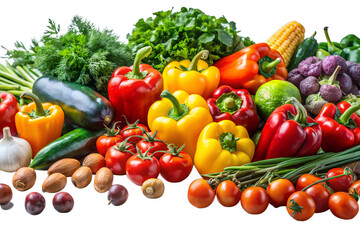 Assortment of fresh vegetables isolated on white background
